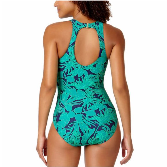 🌸 NWT Lands' End Swimsuit in Emerald Palm Foliage (SIZE M) - Picture 2 of 12